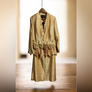 Moshita Couture - 2 Piece Suit Gold  Crinkle-texture Size 14 Women